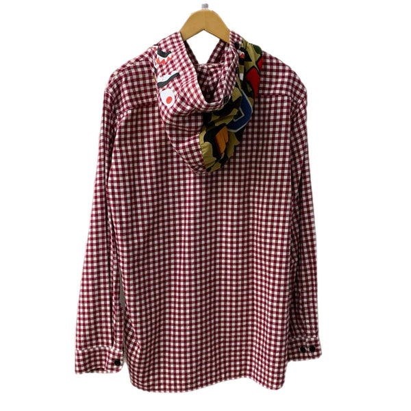 アベイシングエイプ A BATHING APE ファーストカモ 1st カモ シャーク WGM ギンガムチェック 長袖シャツ レッド XXLサイズ 201MT-4312