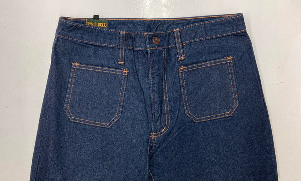 ビッグベル BIG BELL デッドストック フレア ベルボトム 国産 デニムパンツ ジーンズ ジーパン オールド ヴィンテージ 濃紺 無地 デニム ネイビー サイズ 34 104MB-251