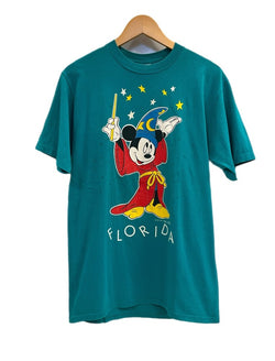 US US古着 DISNEY ディズニー Mickey ミッキー FANTASIA ファンタジア 緑 FLORIDA キャラT Tシャツ グリーン Mサイズ 101MT-4847
