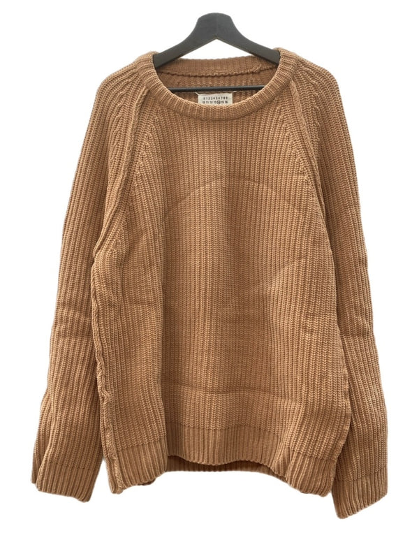 メゾンマルジェラ Maison Margiela 18AW Lowgage Nylon Cable Knit ローゲージ ナイロン ケーブル ニット クルーネック 厚手 薄茶 S50GP0101 S16379 セーター 無地 ベージュ Lサイズ 104MT-2208