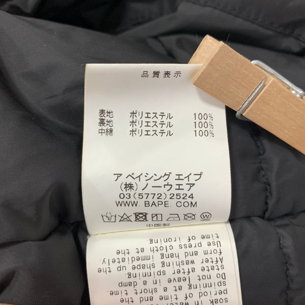 アベイシングエイプ A BATHING APE 中綿 ジャケット ブラック XLサイズ 201MT-4827