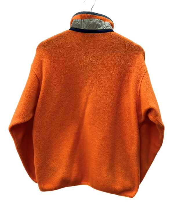 パタゴニア Patagonia 02年製 シンチラ スナップT フリース プルオーバー ハーフボタン リフレクター付 ロゴ刺繡 キッズ規格 ドミニカ共和国製 ORANGE 橙色 STYLE65569 ロゴ オレンジ KIDS XL(14) 104LT-260