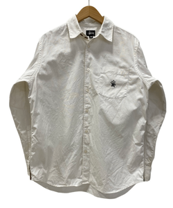 ステューシー STUSSY 90s シャツ クラウン グッチカラー サイドライン 黒タグ 長袖シャツ ホワイト Mサイズ 201MT-2563