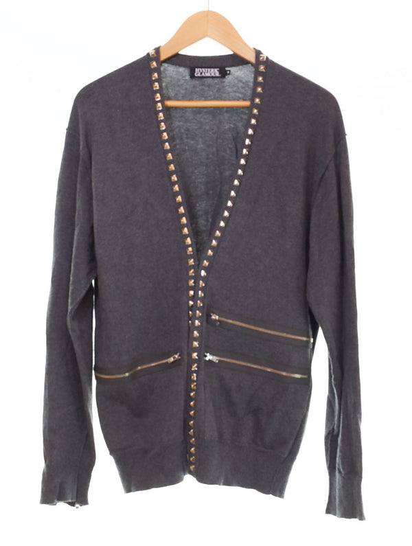 ヒステリックグラマー HYSTERIC GLAMOUR 21AW スタッズ ジッパー カーディガン ZIPPER STUDS 02182ND02 カーディガン グレー Mサイズ 103MT-2765