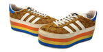 アディダス adidas × グッチ GUCCI 22SS ガゼル GAZELLE 707873 UWV20 ローカット 厚底 GG モノグラム GG柄 総柄 ベージュ系 HQ7085 レディース靴 スニーカー マルチカラー 25.5cm 104S-994