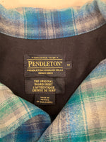 ペンドルトン PENDLETON SURF PENDLETON WOOL ウール チェックシャツ シャドーチェック オンブレ ボードシャツ  ネルシャツ 開襟 オープンカラー ボックス  長袖シャツ ブルー Mサイズ 101MT-5362
