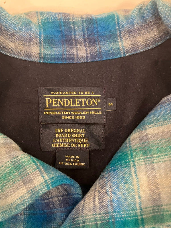 ペンドルトン PENDLETON SURF PENDLETON WOOL ウール チェックシャツ シャドーチェック オンブレ ボードシャツ  ネルシャツ 開襟 オープンカラー ボックス  長袖シャツ ブルー Mサイズ 101MT-5362