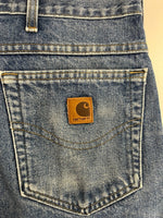 カーハート Carhartt Denim Pants デニムパンツ ジーンズ テーパード 青 USA製 アメリカ製 B160 DST デニム ブルー W44×L34 101MB-666