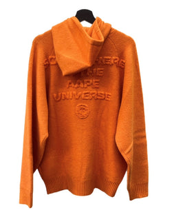 アベイシングエイプ A BATHING APE MOONFACE LOGO ZIP-UP KNIT HOODIE ムーンフェイス ジップアップ ニット フーディ 橙 セーター ロゴ オレンジ Mサイズ 104MT-2171