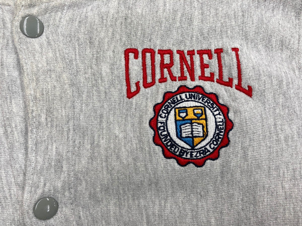 チャンピオン Champion 90's REVERSE WEAVE リバースウィーブ  刺繍タグ ヴィンテージ カレッジ スナップ カーディガン CORNELL 灰色 スウェット 刺繍 グレー Mサイズ 104MT-679