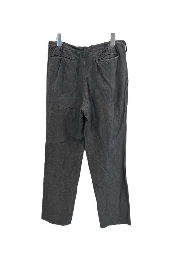 ザクルーキッドテイラー The crooked Tailor コットンリネンパンツ トラウザーズパンツ 黒 ボタンフライ スラックス ブラック 101MB-737
