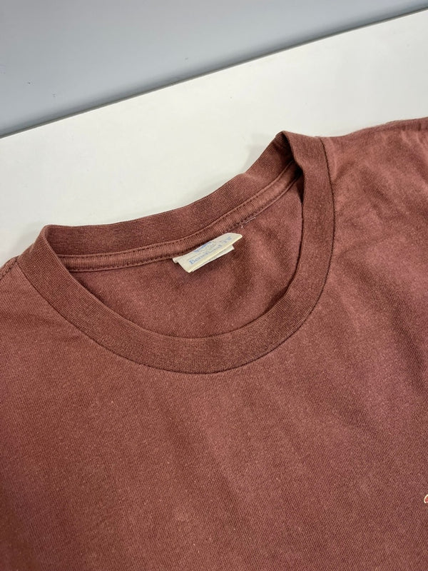 パタゴニア PATAGONIA 90s Vintage ヴィンテージ Beneficial T's  USA製 ロゴプリントTシャツ 茶 Tシャツ ブラウン Lサイズ 101MT-4735