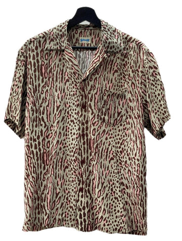 ショット SCHOTT 24SS RAYON SHIRT LEOPARD PINK レーヨン シャツ オープン カラー シャツ ハワイアン 開襟 半袖 茶 782-4123016 半袖シャツ ヒョウ柄・レオパード柄 ブラウン Mサイズ 104MT-1321