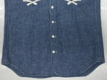 ネイバーフッド NEIGHBORHOOD CHAMBRAY C-SHIRT SS シャンブレー シャツ 半袖 スカル 骸骨 ボタン 青 181BENH-SHM04 半袖シャツ 刺繍 ブルー Mサイズ 104MT-1395
