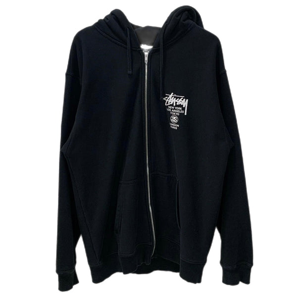 ステューシー STUSSY ジップパーカー BASIC STUSSY ZIP HOODIE パーカ ブラック XLサイズ 201MT-4093