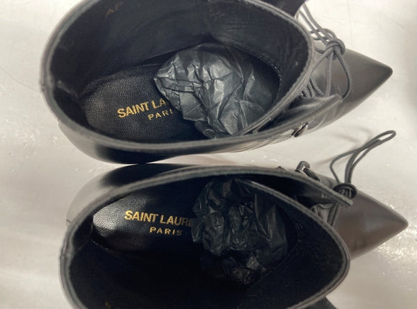 サンローラン Saint Laurent ポインテッドトゥ パテントブーツ レースアップ ヒール レザー BLACK 黒 351930 レディース靴 ブーツ その他 ブラック SIZE36 1/2 104S-715