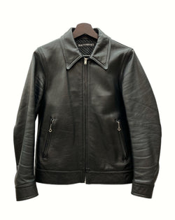 ワコマリア WACKO MARIA SINGLE LEATHER RIDERS JACKET シングル レザー ライダース ジャケット バイカー ドット アウター 黒 ジャケット 無地 ブラック Sサイズ 104MT-916