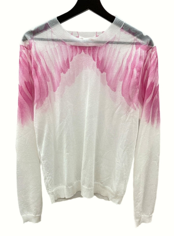 エムエーエスユー MASU 24SS CLEAR ANGEL WING SWEATER シースルー ニットセーター クルーネック 天使 羽 長袖 白 MASS-KN0524 サイズ 46 セーター 総柄 ホワイト 104MT-994