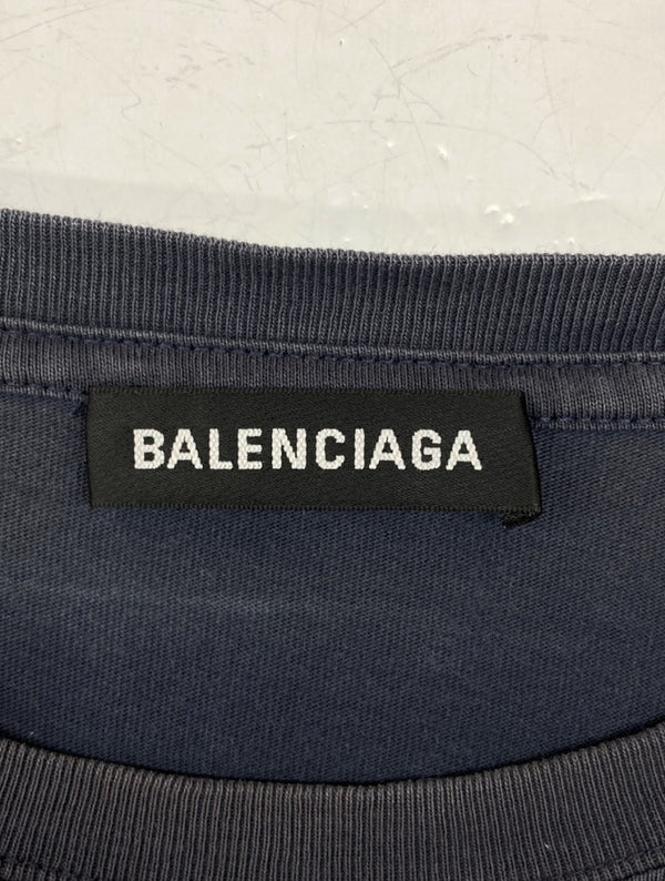 バレンシアガ BALENCIAGA CAMPAIGN LOGO PRINT T-SHIRT キャンペーン ロゴ プリント Tシャツ 半袖 カットソー 紺 556150 TAV44 Tシャツ ロゴ ネイビー Mサイズ 104MT-1183