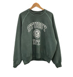 ステューシー STUSSY 24AW Overlock Varsity Raglan Crew オーバーロック バーシティ ラグラン クルー ユーズド加工 カレッジロゴ 118564 スウェット グリーン Lサイズ 101MT-5332