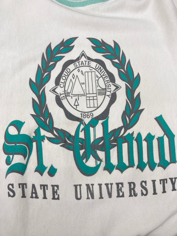 チャンピオン Champion REVERSE WEAVE リバースウィーブ 90s 90年代 USA製 刺繍タグ ヴィンテージ リブライン カレッジ スウェット プリント ホワイト Mサイズ 104MT-2276