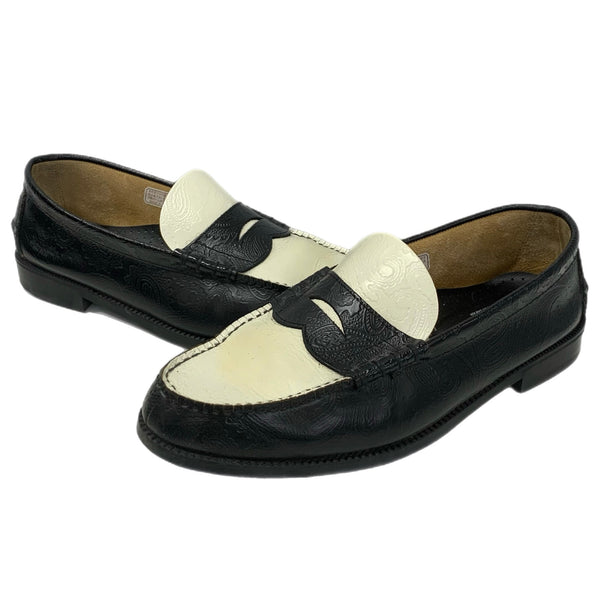 ケンフォードファインシューズ KENFORD MENS EMBOSSED LOAFERS BLACK WHITE PAISLEY メンズ靴 ローファー ブラック 27cmサイズ 201-shoes1279