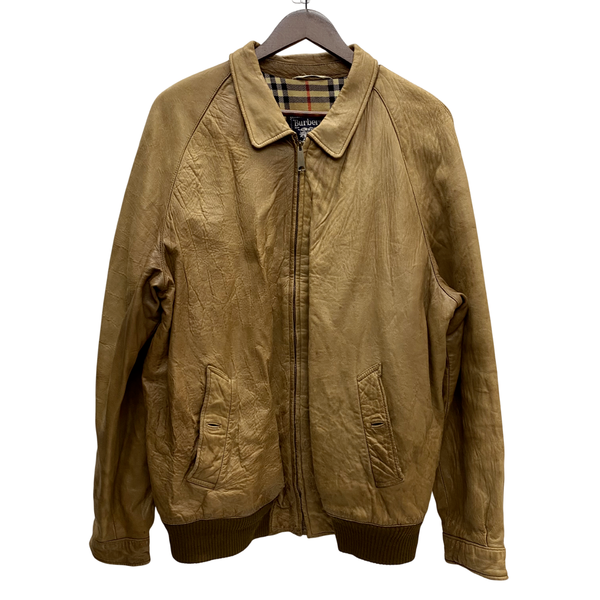 【曜日割引対象外】 バーバリーズ Burberrys 70's 80's Leather Jacket スペイン製 タータンチェック ジャケット ベージュ 201MT-3669 VB