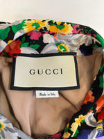 グッチ GUCCI ボウタイ付き 総柄 シルクシャツ フローラル 総柄 花柄