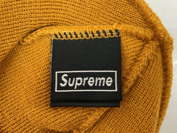 シュプリーム SUPREME BOX LOGO BEANIE ボックス ロゴ ビーニー ニット帽 ニットキャップ 刺繍 NEW ERA ニューエラ  マスタード 帽子 メンズ帽子 ニット帽 ロゴ イエロー 104hat-2