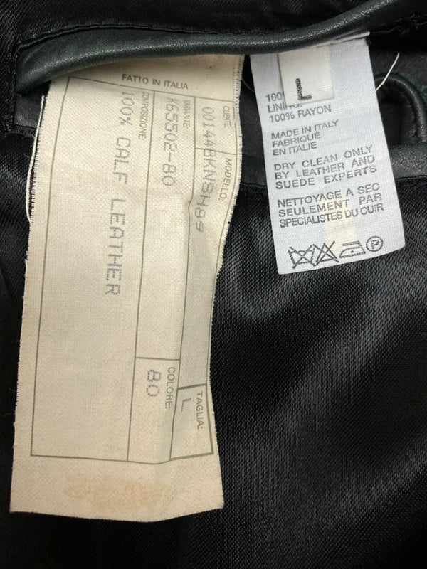 ケンゾー KENZO HOMME LEATHER LONG COAT レザー ロング コート ボタン アーカイブ 本革 アウター ジャケット 黒 ジャケット 無地 ブラック Lサイズ 104MT-1794