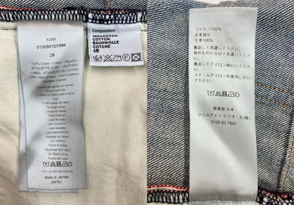 ディオール Dior SLIM 17.5 DENIM PANTS デニム パンツ セルビッチ ストレート ボタンフライ ジーンズ 青 ロゴ 013D001DY994 デニム ブルー サイズ 29 104MB-261