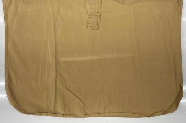 ダブルアールエル RRL 90s BAND COLLAR PULLOVER SHIRT バンド カラー プルオーバー シャツ ハーフ 三ツ星タグ Ralph Lauren 茶 長袖シャツ 無地 ブラウン Mサイズ 104MT-2072