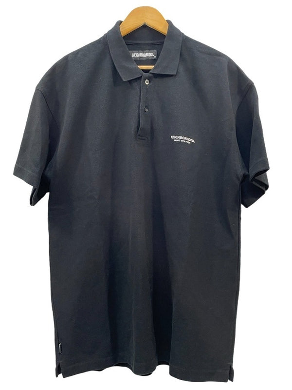 ネイバーフッド NEIGHBORHOOD 21SS LOGIC/C-POLO.SS オーバーサイズ ロゴ刺繍 ポロシャツ S ブラック Sサイズ 601MT-3