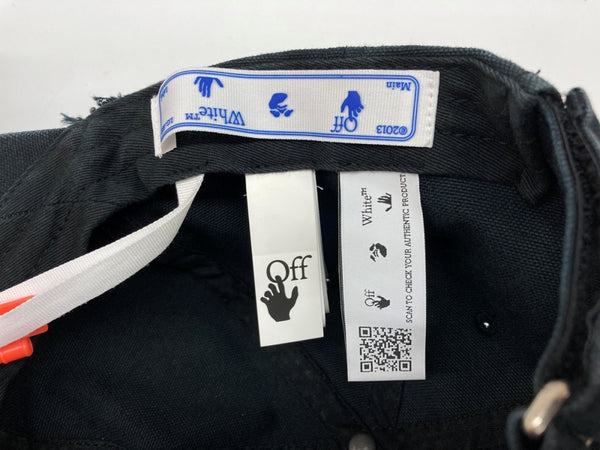 オフホワイト OFF-WHITE BOOKISH OW BASEBALL CAP ベースボール キャップ ウォッシュ ダメージ 加工  ハット 黒 OMLB022R21FAB0061001 帽子 メンズ帽子 キャップ ロゴ ブラック 104H-53