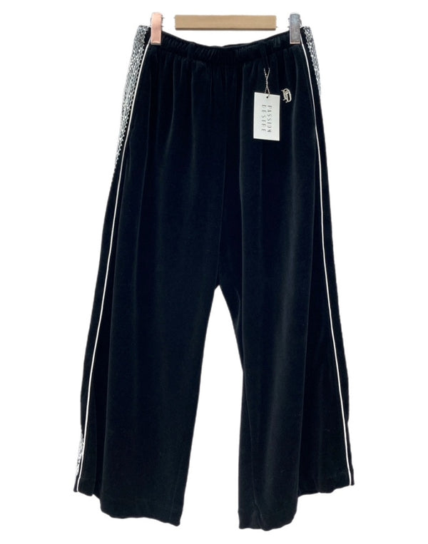 コンダクター el conductorH Velour Pants ベロア パンツ ジャージ トラック ワイド 刺繍 ボトム 黒 総柄 PD21AP05 ボトムスその他 ブラック サイズ 2 104MB-402