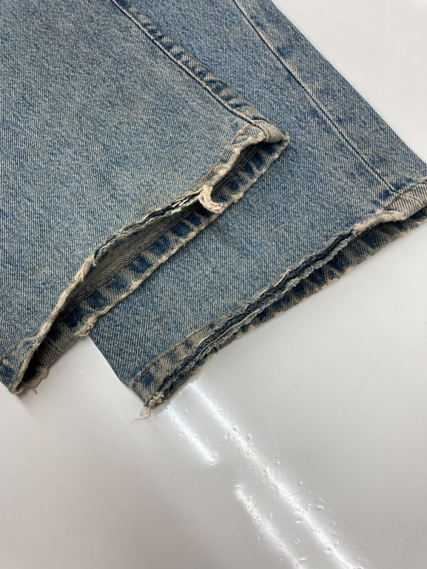 ダブルアールエル RRL DENIM PANTS デニム パンツ ボタンフライ ジーパン ジーンズ USA製 Ralph Lauren インディゴ 青 ロゴ R002 デニム ブルー 35×30 104MB-350