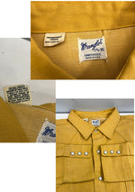ラングラー Wrangler 60's 60年代 白タグ 刺繍タグ 27MW パールスナップボタン サイレントWステッチ VINTAGE ヴィンテージ ウエスタンシャツ 17 1/2 長袖シャツ イエロー 101MT-4725
