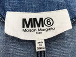エムエムシックス MM6 メゾンマルジェラ Maison Margiela 2019年モデル 半袖 Vネック デニム ドレス サイドスリット DENIM インディゴ S52CT0376 S30512 ワンピース ワンポイント ネイビー SIZE38 104LT-138