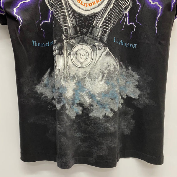 【曜日割引対象外】 ハーレーダビッドソン Harley Davidson 90's Thunder & Lightning USA製 Hanes Tシャツ ブラック XLサイズ 201MT-4201 VB
