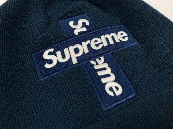 シュプリーム SUPREME 20AW CROSS BOX LOGO BEANIE クロス ボックス ロゴ ビーニー New Era 十字 ニット帽 紺 帽子 メンズ帽子 ニット帽 刺繍 ネイビー フリーサイズ 104H-54