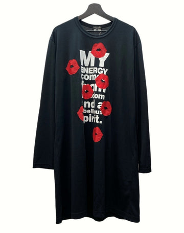 コムデギャルソン COMME des GARCONS オムプリュス HOMME PLUS OVERSIZED PRINTED T-SHIRT オーバーサイズ ロングスリーブ Tシャツ BLACK 黒 PM-T013-051-1-4L ロンT プリント ブラック Lサイズ 104MT-685