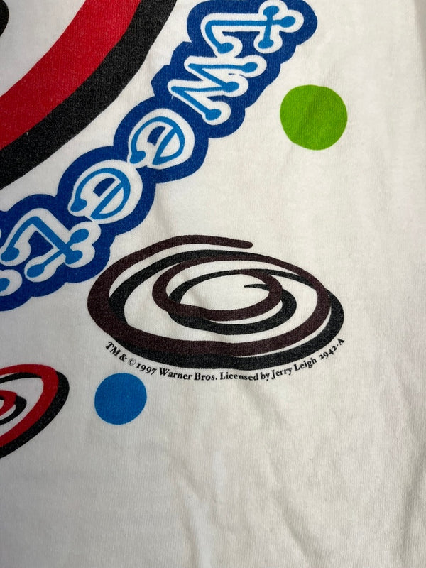 US US古着 90s ©1997 ヴィンテージ Vintage TWEETY トゥイーティ ルーニーチューンズ キャラT シングルステッチ XL Tシャツ ホワイト LLサイズ 101MT-4848