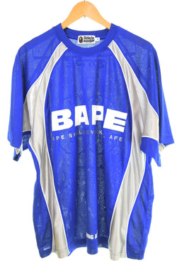 アベイシングエイプ A BATHING APE ソリッドカモジャカードマルチフットボールジャージ 001CSL301312M Tシャツ ブルー Mサイズ 103MT-2994