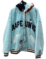 アベイシングエイプ A BATHING APE MOONFACE HOODED FLUFFY VARSITY JACKET ムーンフェイス フーディ バーシティジャケット 青 ジャケット ロゴ ブルー Lサイズ 104MT-2082