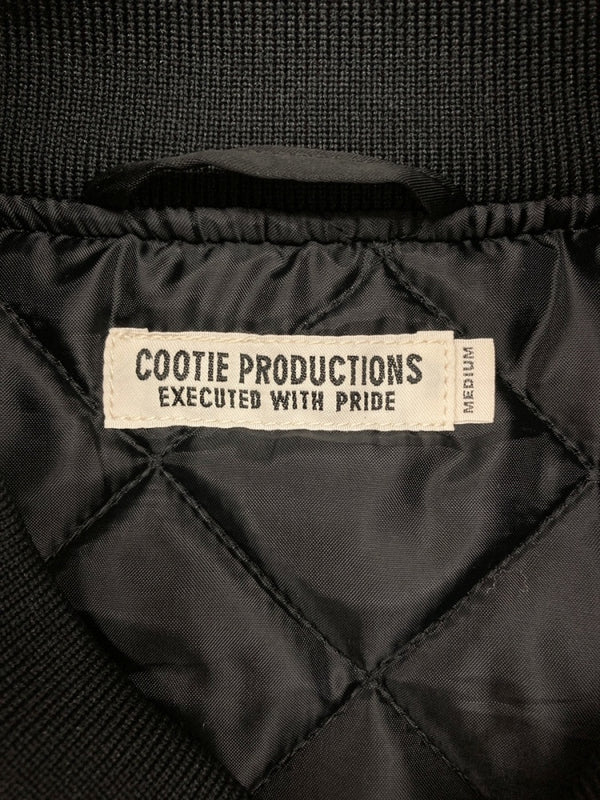 クーティー COOTIE 21FW Nylon Satin Stadium Jacket ナイロン サテン スタジアム ジャケット キルティング アウター ジャケット ロゴ ブラック Mサイズ 104MT-808