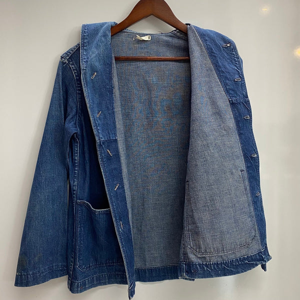 【曜日割引対象外】 ヴィンテージ vintage 40's チェンジボタン ショールカラー US.NAVY カバーオール ジャケット ブルー 201MT-4502 VB