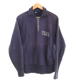 チャンピオン Champion 70年代 70s USAFA 米空軍士官学校 REVERSE WEAVE リバースウィーブ タタキ タグ Military ミリタリー ハーフジップ フェード  ナス紺 スウェット ネイビー 103MT-3390