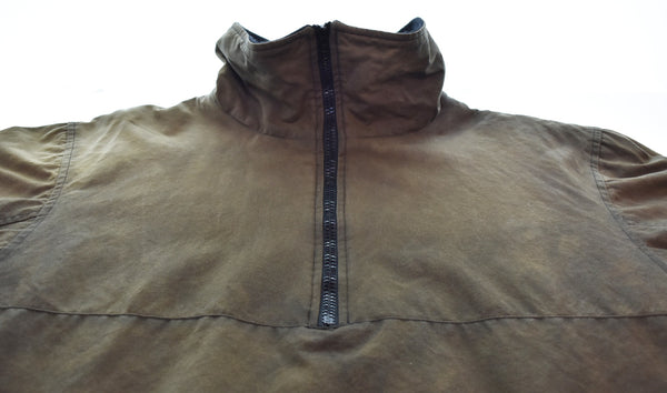 アーペーセー A.P.C. 90's オイルド プルオーバー ハーフジップ ブルゾン エルボーパッチ サイドジップ ブラウン Sサイズ 103MT-3526