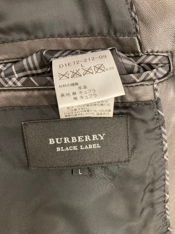 バーバリー Burberry BLACK LABEL ブラックレーベル レザージャケット 本革 羊革 黒 ジャケット ブラック Lサイズ 101MT-3389