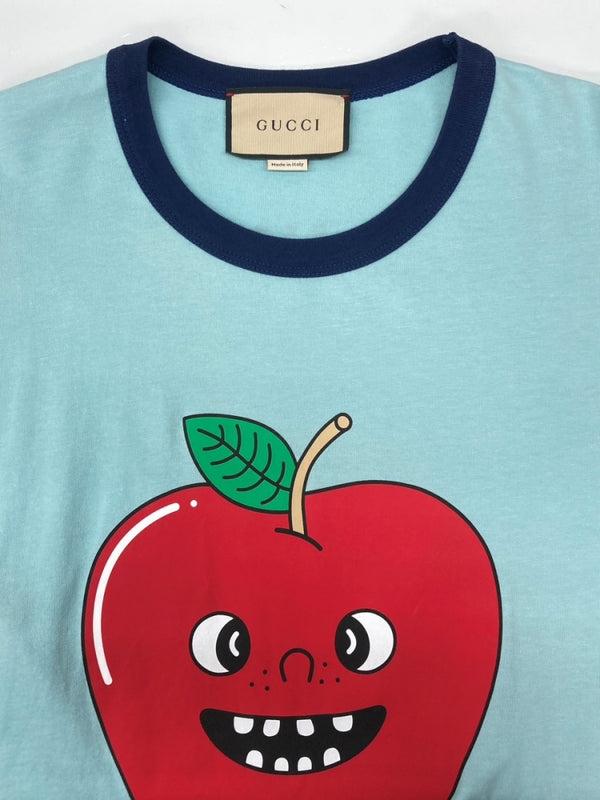 グッチ GUCCI Apple Print S/S T-Shirt アップル 半袖 Tシャツ リンゴ ジャージT 半袖 青 Tシャツ ロゴ ブルー Sサイズ 104MT-2338